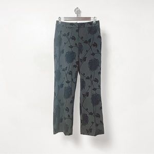 Kenar Velvet Floral Detail Winter Prep Casual Chic Flare Trouser Pants Black